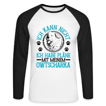 Ovcharka Plans with Caucasian Ovcharka - Unisex Long Sleeve Baseball T-Shirt - white/black - Front - Nik (191cm)