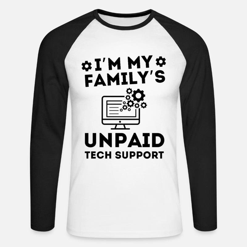 Unbezahlte Technikhilfe Familie Technik - Unisex Baseballshirt langarm - Weiß/Schwarz