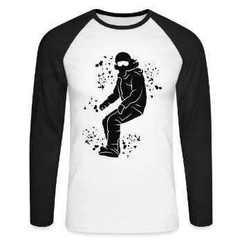 Snowboarder Snowboarding Snowboard - Unisex Long Sleeve Baseball T-Shirt - white/black - Front - Nik (191cm)