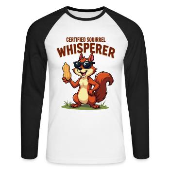 Squirrel Watching Enthusiast Wildlife - Unisex Long Sleeve Baseball T-Shirt - white/black - Front - Nik (191cm)