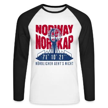 Norway Norway Norge Coordinates North Cape - Unisex Long Sleeve Baseball T-Shirt - white/black - Front - Nik (191cm)