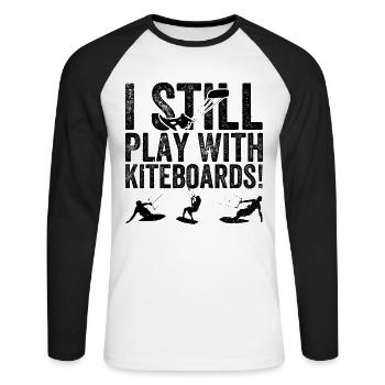 Kitesurf amusant - Je joue toujours avec des planches de kitesurf - T-shirt baseball manches longues Homme - blanc/noir - Devant - Nik (191cm)