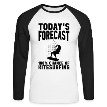 Les prévisions du jour 100 % de chance de Kitesurf - T-shirt baseball manches longues Homme - blanc/noir - Devant - Nik (191cm)