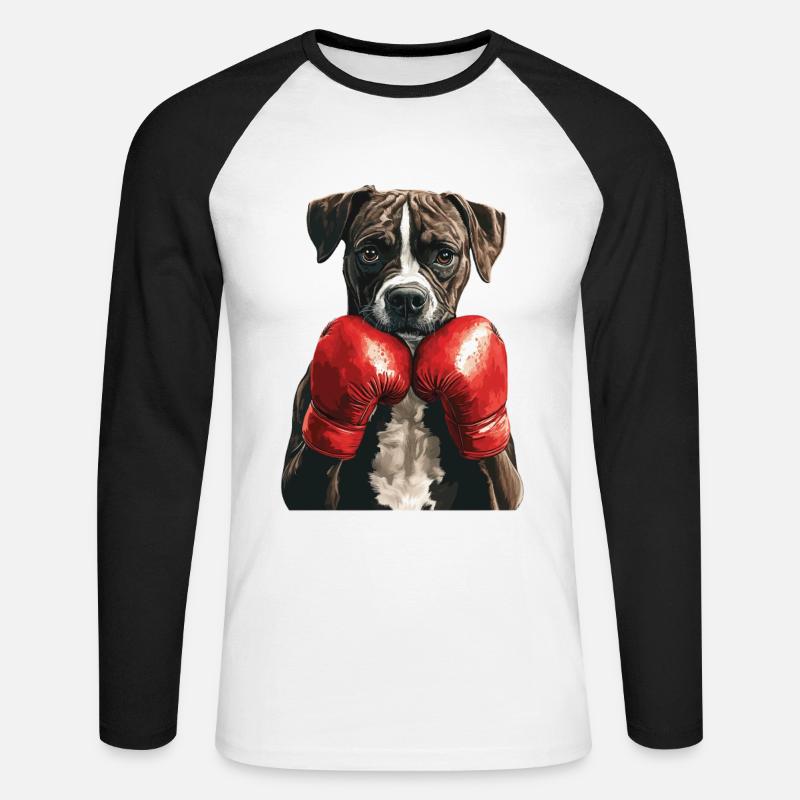 Hund - Unisex Baseballshirt langarm - Weiß/Schwarz
