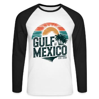 Gulf Of Mexico - Unisex Baseballshirt langarm - Weiß/Schwarz - Vorne - Nik (191cm)