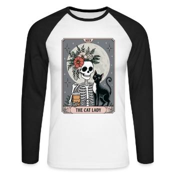 Tarotkarte - Unisex Baseballshirt langarm - Weiß/Schwarz - Vorne - Nik (191cm)