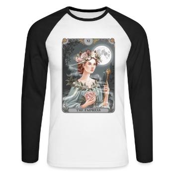 Tarotkarte - Unisex Baseballshirt langarm - Weiß/Schwarz - Vorne - Nik (191cm)