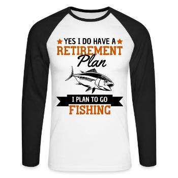 Drôle de retraité pêcheur retraite dire - T-shirt baseball manches longues Homme - blanc/noir - Devant - Nik (191cm)