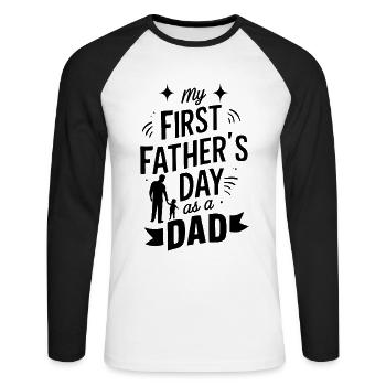 My First Fathers Day As A Dad 1st Time Dad - Unisex Long Sleeve Baseball T-Shirt - white/black - Front - Nik (191cm)
