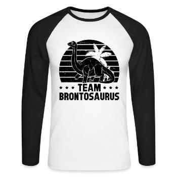 Dinosaure drôle de dinosaure - Team Brontosaurus - T-shirt baseball manches longues Homme - blanc/noir - Devant - Nik (191cm)