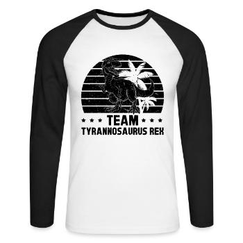 Dinosaur Funny Dino - Team Tyrannosaurus Rex - Unisex Baseballshirt langarm - Weiß/Schwarz - Vorne - Nik (191cm)