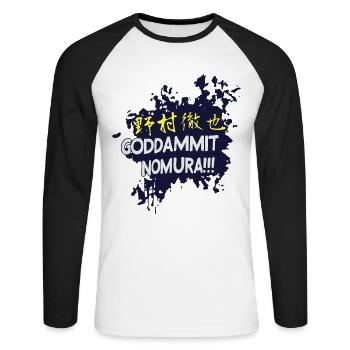 Goddammit Nomura – Japanisch und Tinte - Unisex Baseballshirt langarm - Weiß/Schwarz - Vorne - Nik (191cm)