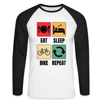 Funny Bicycle Saying Cycling - Unisex Long Sleeve Baseball T-Shirt - white/black - Front - Nik (191cm)