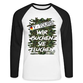 Shirt Wehrdienst Y-Tours - Unisex Baseballshirt langarm - Weiß/Schwarz - Vorne - Nik (191cm)