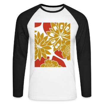 Fleurs - Printemps - Fleurs - T-shirt baseball manches longues Homme - blanc/noir - Devant - Nik (191cm)