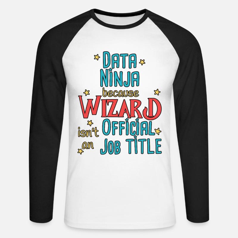 Data Ninja Wizard - Unisex Baseballshirt langarm - Weiß/Schwarz