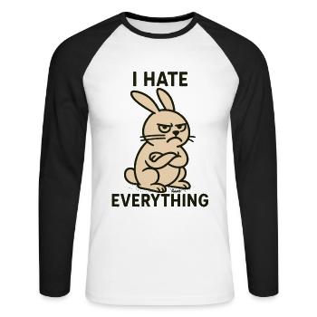 Bad mood bunny with hatred for everything - Unisex Long Sleeve Baseball T-Shirt - white/black - Front - Nik (191cm)