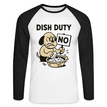 Cuisine Service de vaisselle et de vaisselle Le chien dit non - T-shirt baseball manches longues Homme - blanc/noir - Devant - Nik (191cm)