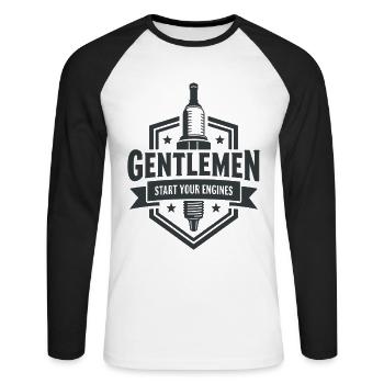 Messieurs, démarrez vos moteurs Sport automobile - T-shirt baseball manches longues Homme - blanc/noir - Devant - Nik (191cm)