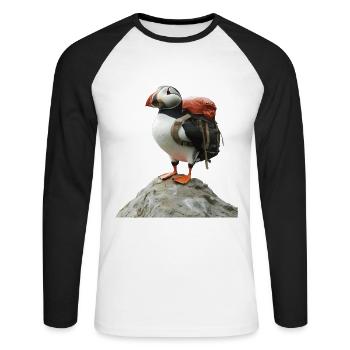 Papageitaucher - Unisex Baseballshirt langarm - Weiß/Schwarz - Vorne - Nik (191cm)