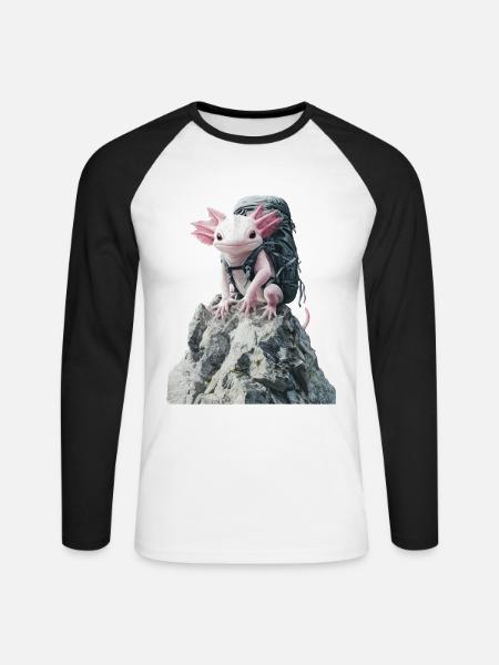 Axolotl - Unisex Baseballshirt langarm - Weiß/Schwarz