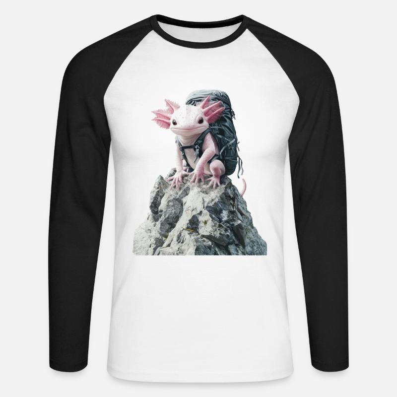 Axolotl - Unisex Baseballshirt langarm - Weiß/Schwarz