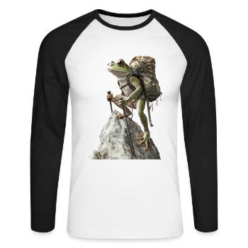 Frosch - Unisex Baseballshirt langarm - Weiß/Schwarz - Vorne - Nik (191cm)