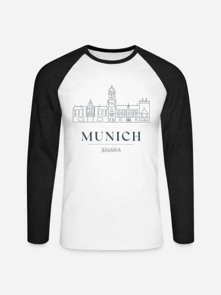 Munich Bavaria Skyline - Munich Germany Bavaria - Unisex Baseballshirt langarm - Weiß/Schwarz