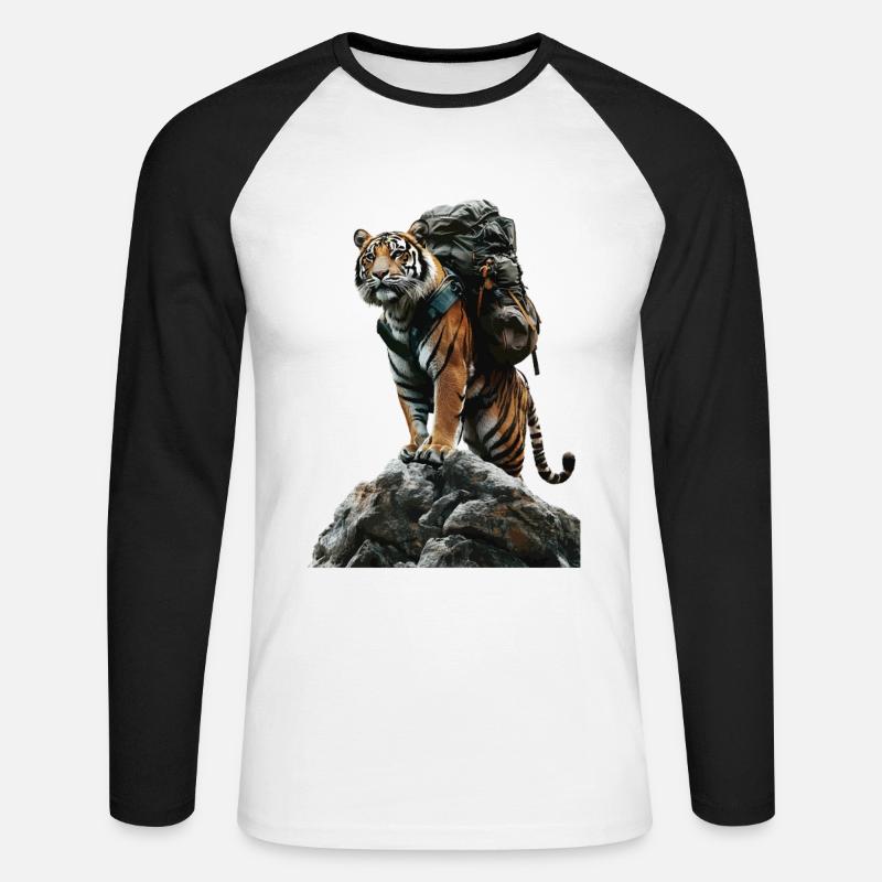 Tiger - Unisex Baseballshirt langarm - Weiß/Schwarz