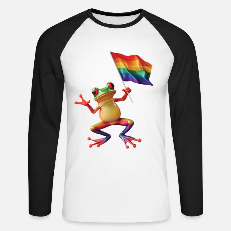 Frosch - Unisex Baseballshirt langarm - Weiß/Schwarz