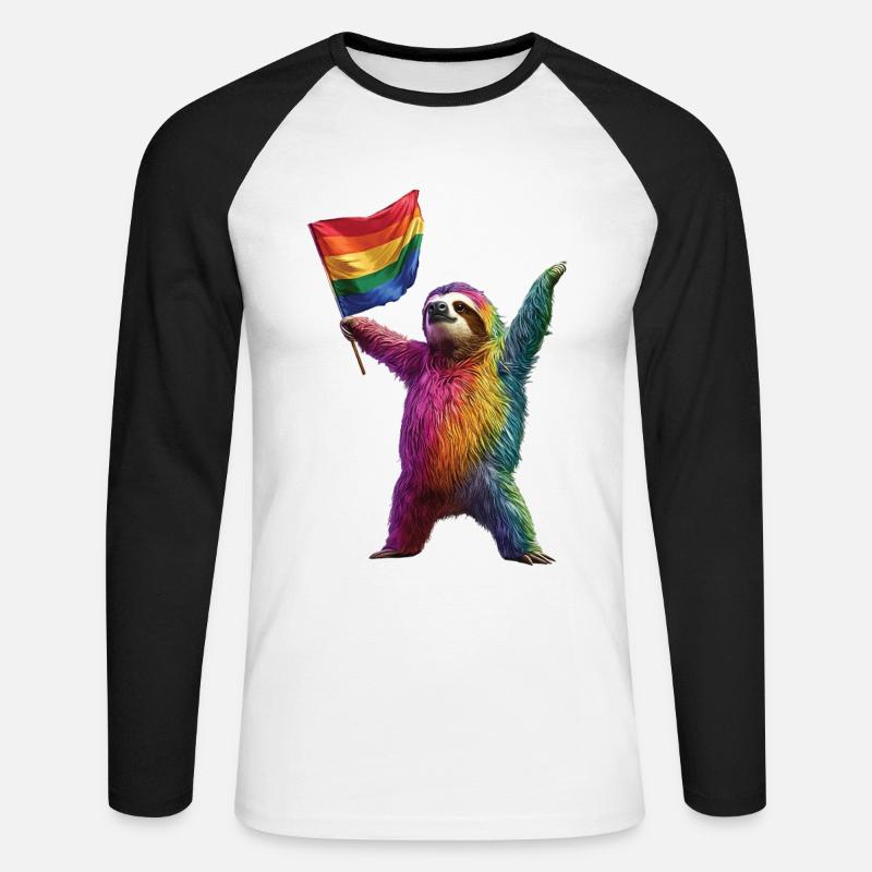 Faultier - Unisex Baseballshirt langarm - Weiß/Schwarz