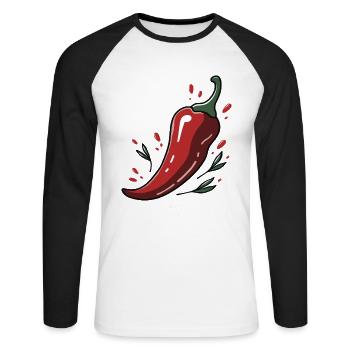 Spicy Life – Chili Vibes pour tous les jours - T-shirt baseball manches longues Homme - blanc/noir - Devant - Nik (191cm)