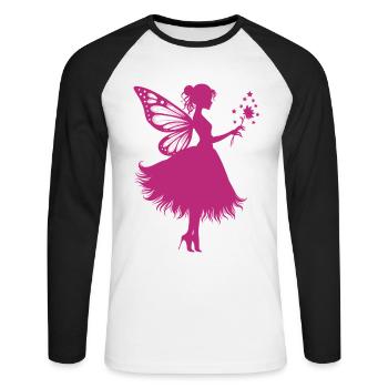 Magical fairy with flower - Unisex Long Sleeve Baseball T-Shirt - white/black - Front - Nik (191cm)
