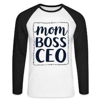 Mom CEO Strong Mom Mindset - Unisex Long Sleeve Baseball T-Shirt - white/black - Front - Nik (191cm)