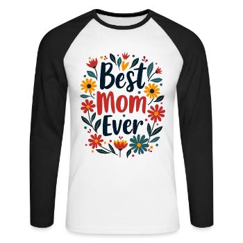 Meilleures fleurs de maman pour la fête des mères - T-shirt baseball manches longues Homme - blanc/noir - Devant - Nik (191cm)