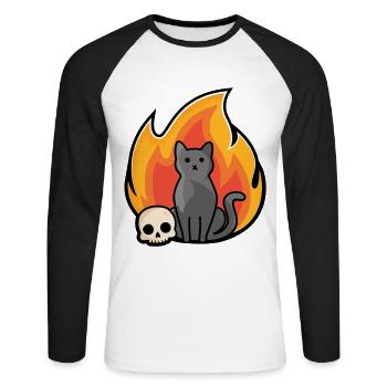 Purr-gatory - Unisex Long Sleeve Baseball T-Shirt - white/black - Front - Nik (191cm)