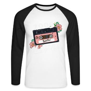 20 ans Vintage Femmes 2005 Anniversaire - T-shirt baseball manches longues Homme - blanc/noir - Devant - Nik (191cm)
