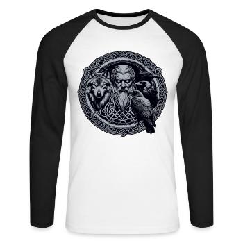 Odin Wikinger Valhalla Vikinger Hammer Thor Odin - Unisex Baseballshirt langarm - Weiß/Schwarz - Vorne - Nik (191cm)