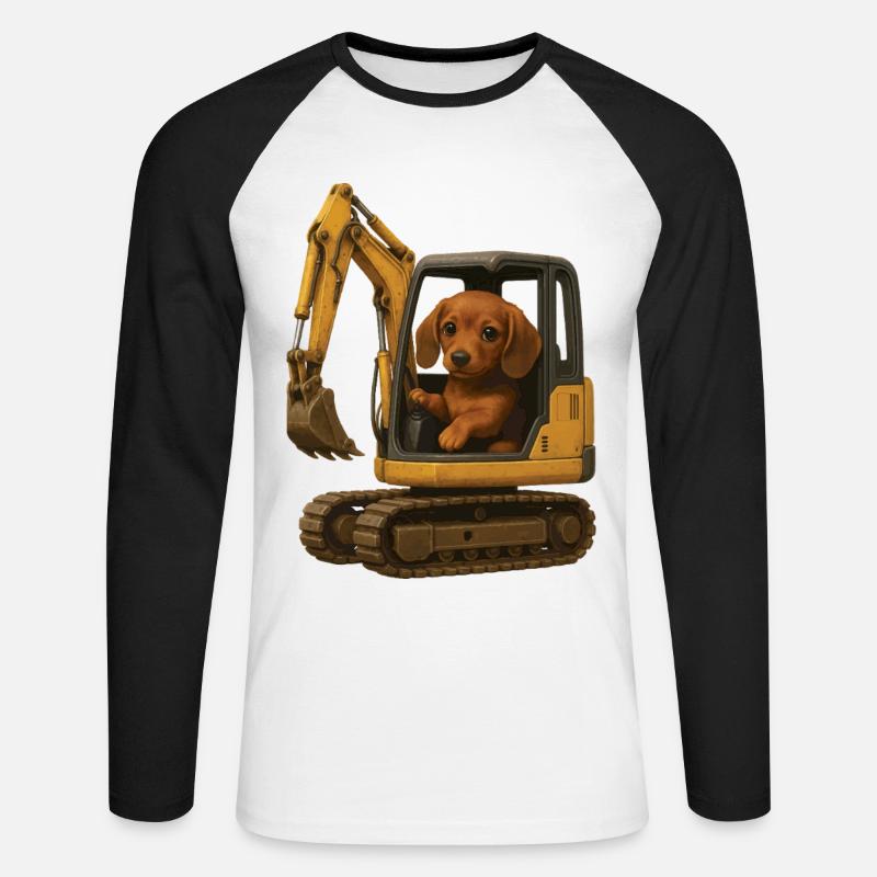 Dackel - Unisex Baseballshirt langarm - Weiß/Schwarz