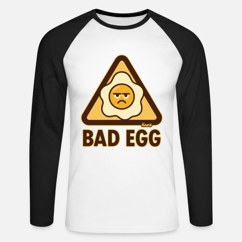 Schlechtes Ei mit mieser Laune - Unisex Baseballshirt langarm - Weiß/Schwarz