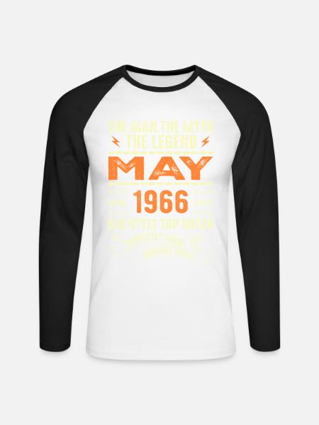 Birthday May 1966 - May 1966 - Unisex Long Sleeve Baseball T-Shirt - white/black