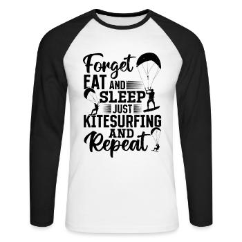 Kiteboarding - Forget eat and sleep just - Unisex Long Sleeve Baseball T-Shirt - white/black - Front - Nik (191cm)