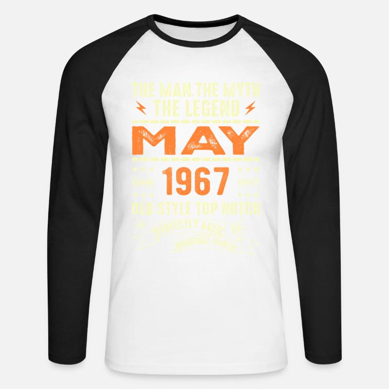 Birthday May 1967 - May 1967 - Unisex Long Sleeve Baseball T-Shirt - white/black
