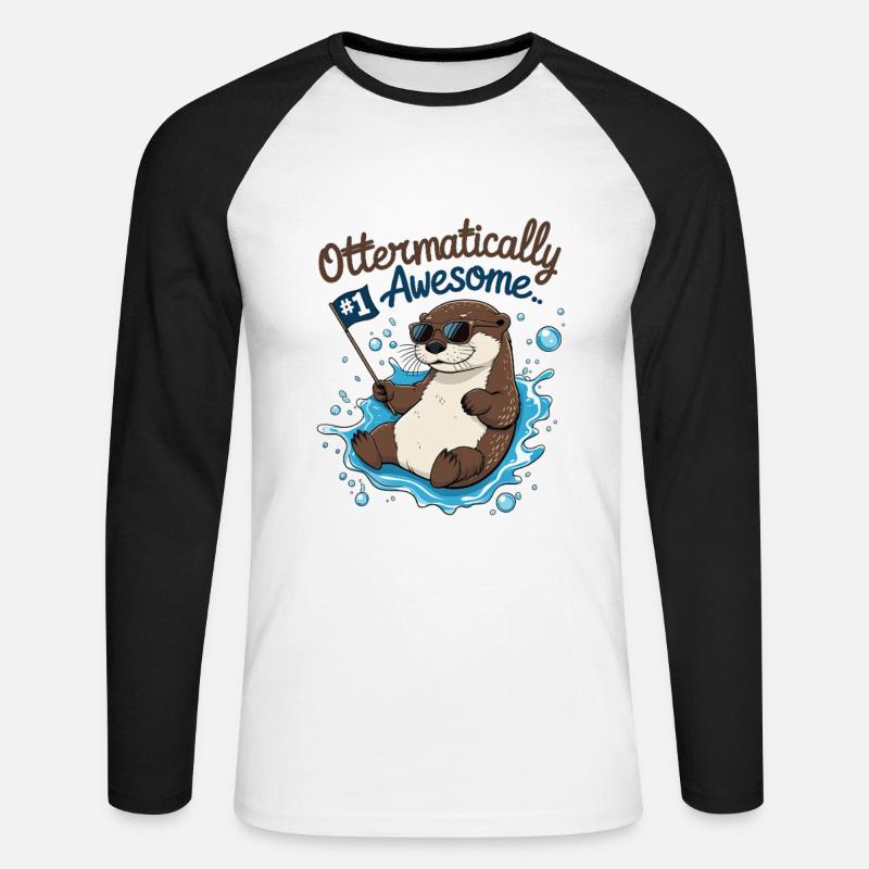 Otter-like cool – Funny Otter - Unisex Long Sleeve Baseball T-Shirt - white/black