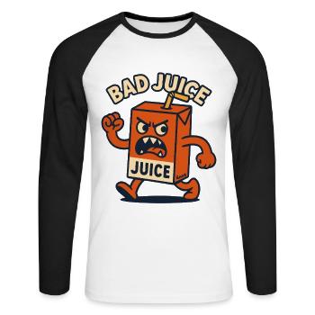 Angry Juice Carton: Bad Juice on the Way - Unisex Long Sleeve Baseball T-Shirt - white/black - Front - Nik (191cm)