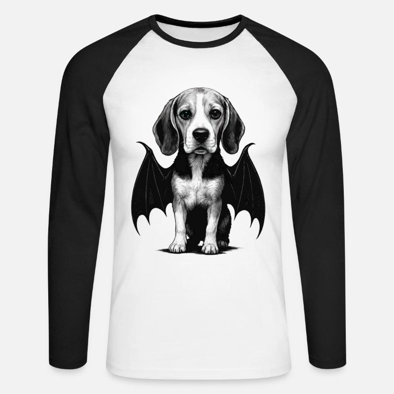 Beagle - Unisex Baseballshirt langarm - Weiß/Schwarz