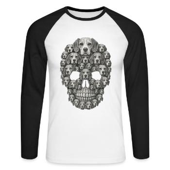 Beagle - Unisex Baseballshirt langarm - Weiß/Schwarz - Vorne - Nik (191cm)