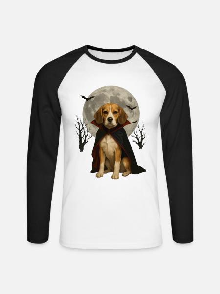 Beagle - Unisex Baseballshirt langarm - Weiß/Schwarz