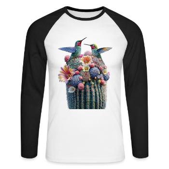 Kaktus - Unisex Baseballshirt langarm - Weiß/Schwarz - Vorne - Nik (191cm)
