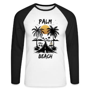 Highway to the Palm Sea Beach by Sunset Summer - Unisex Long Sleeve Baseball T-Shirt - white/black - Front - Nik (191cm)
